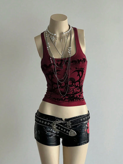 Unity Women's Street Subculture Letter Punk Print Tank Top