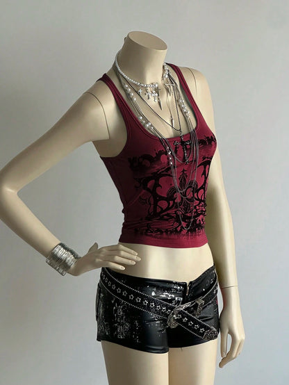 Unity Women's Street Subculture Letter Punk Print Tank Top