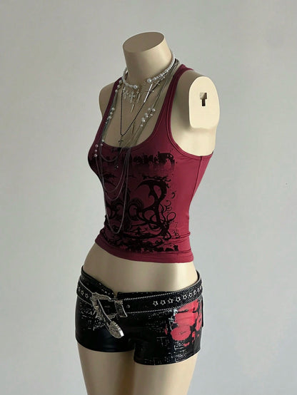 Unity Women's Street Subculture Letter Punk Print Tank Top