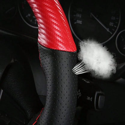 Universal Car Steering Wheel Cover DIY Hand Sewing Carbon Fiber Style Artificial Leather Breathable Anti-Slip Interior Accessories