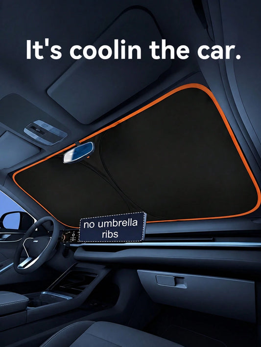 Universal Car Windshield Sun Shade, Thick Heat Insulation Anti-Glare Sun Visor, Foldable Waterproof Sun Shade, Blocks UV Rays, Keeps Car Interior Cool, Easy To Store Summer Car Interior Accessory