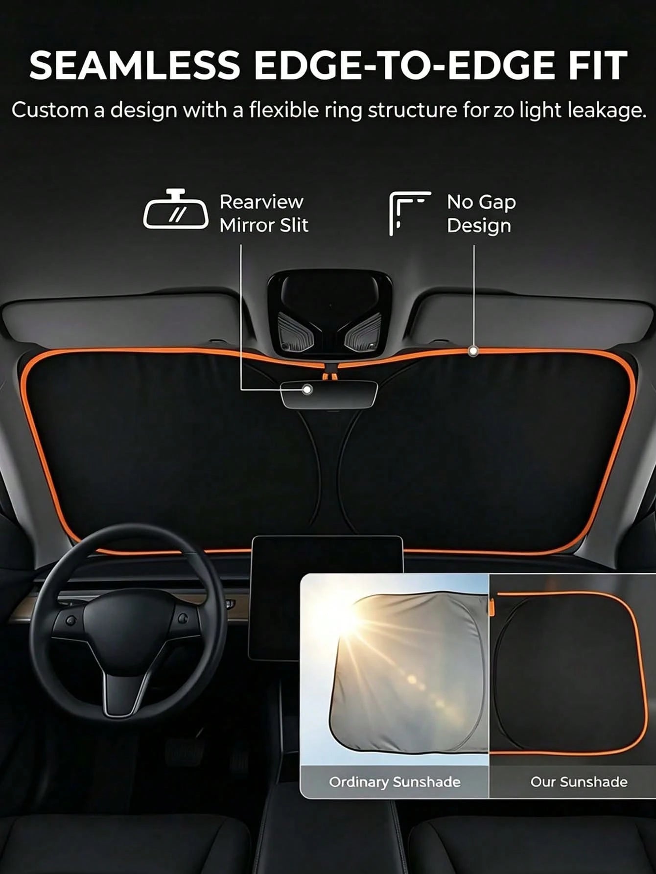Universal Car Windshield Sun Shade, Thick Heat Insulation Anti-Glare Sun Visor, Foldable Waterproof Sun Shade, Blocks UV Rays, Keeps Car Interior Cool, Easy To Store Summer Car Interior Accessory