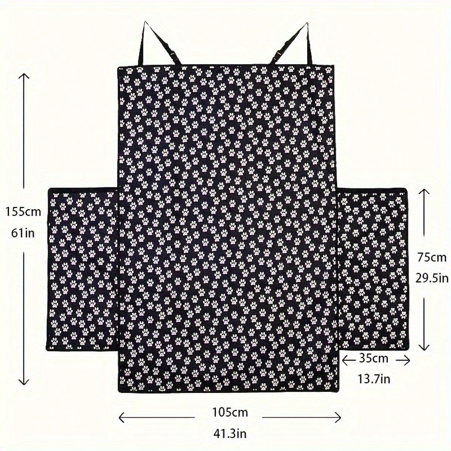 Universal Fit Dog Car Trunk Liner Protector, Non-Slip Waterproof Pet Cargo Cover, Scratch-Resistant Washable Luggage Mat For Small Trucks SUVs, Black Fabric Material, Trunk Mat With A Paw Print Patter