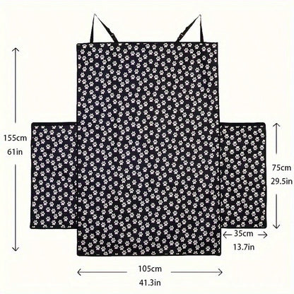 Universal Fit Dog Car Trunk Liner Protector, Non-Slip Waterproof Pet Cargo Cover, Scratch-Resistant Washable Luggage Mat For Small Trucks SUVs, Black Fabric Material, Trunk Mat With A Paw Print Patter