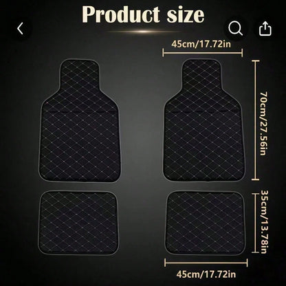 Universal Fit Pu-Leather 4Pcs Car Floor Mats Deep Dish Design High Edge Anti-Slip Surface Heavy Duty Scratch Resistant