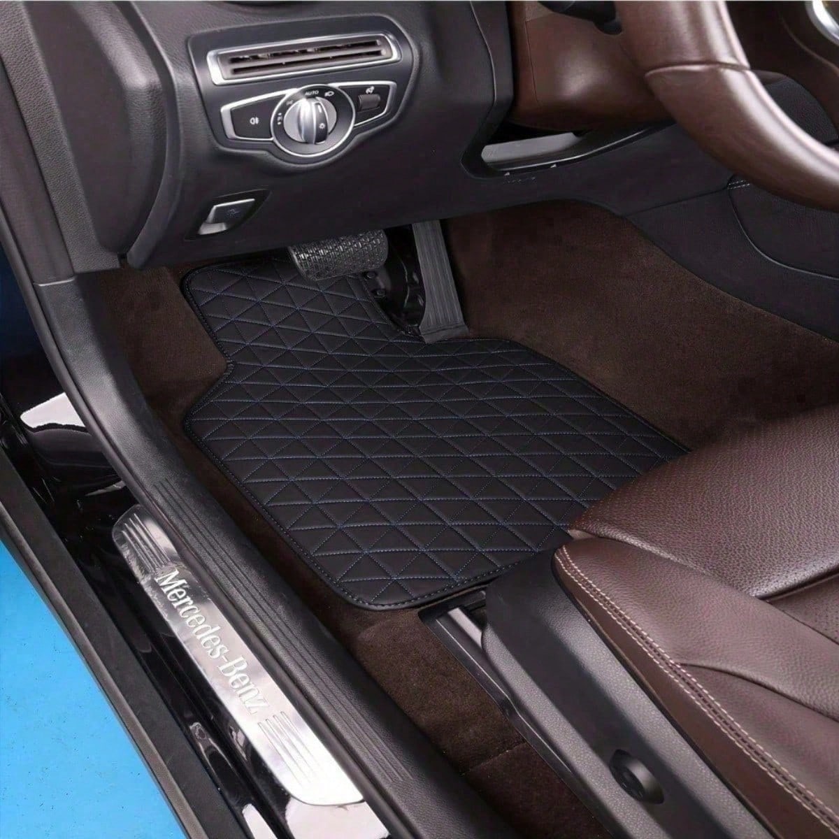 Universal Fit Pu-Leather 4Pcs Car Floor Mats Deep Dish Design High Edge Anti-Slip Surface Heavy Duty Scratch Resistant