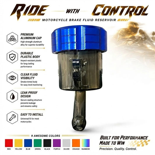Universal Hydraulic Brake Fluid Reservoir Tank Accessory, Transparent Oil Cup With CNC Cap, Suitable For YZF R1 R6, SUZUKI GSXR 600 750 1000 SV 650S, ZX10R ZX14R ZX7R ZX6R Z1000 Street Bike, Scooter
