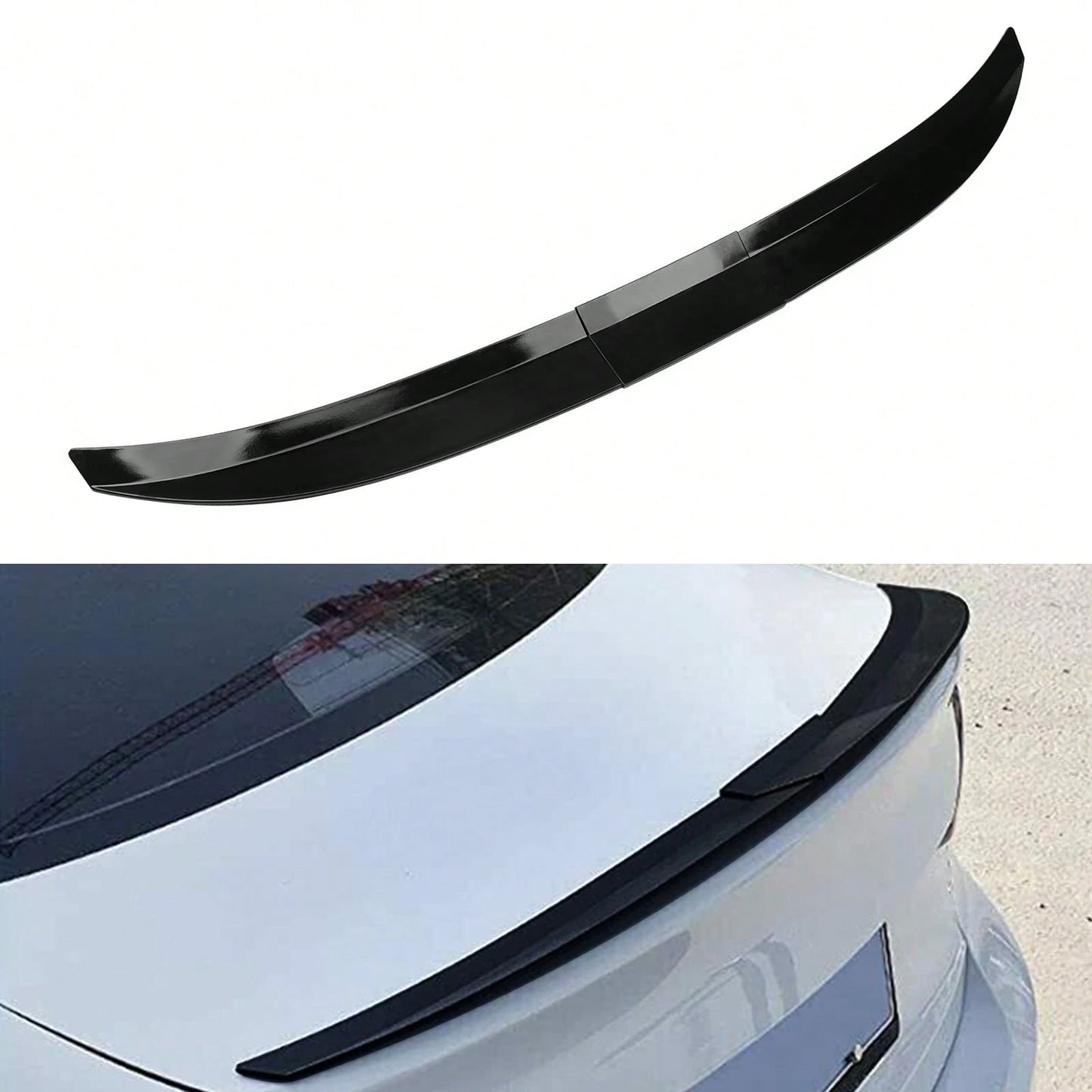 Universal Length Adjustable Trunk Spoiler Lip Roof Tail Wing Exterior Accessories Compatible With Most Vehicle (Glossy Black)