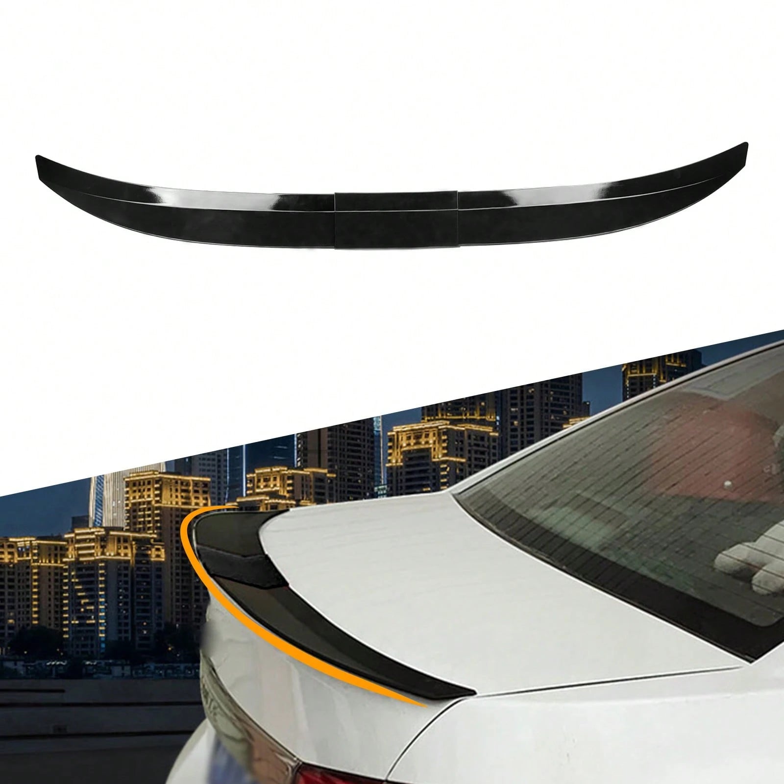 Universal Length Adjustable Trunk Spoiler Lip Roof Tail Wing Exterior Accessories Compatible With Most Vehicle (Glossy Black)