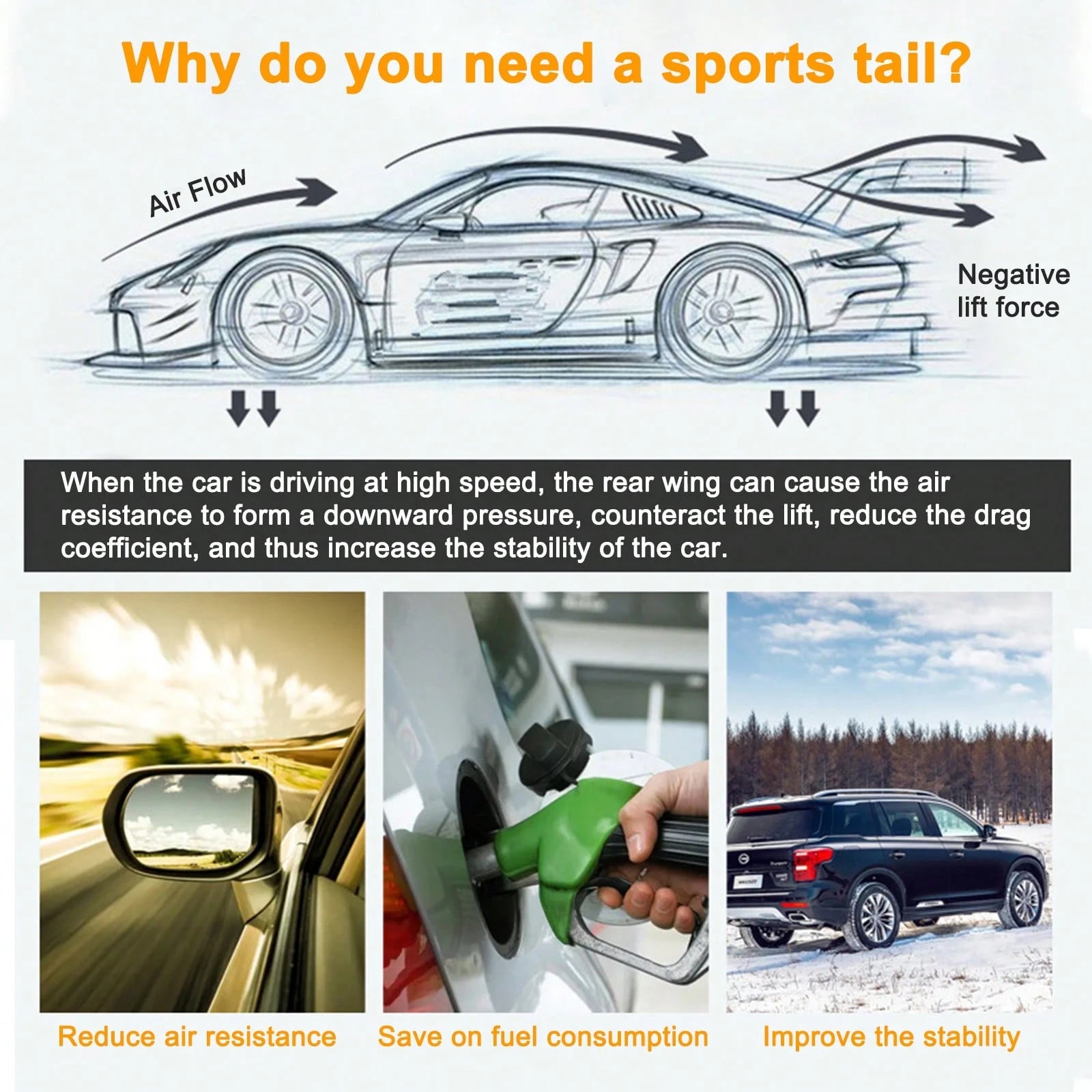 Universal Length Adjustable Trunk Spoiler Lip Roof Tail Wing Exterior Accessories Compatible With Most Vehicle (Glossy Black)