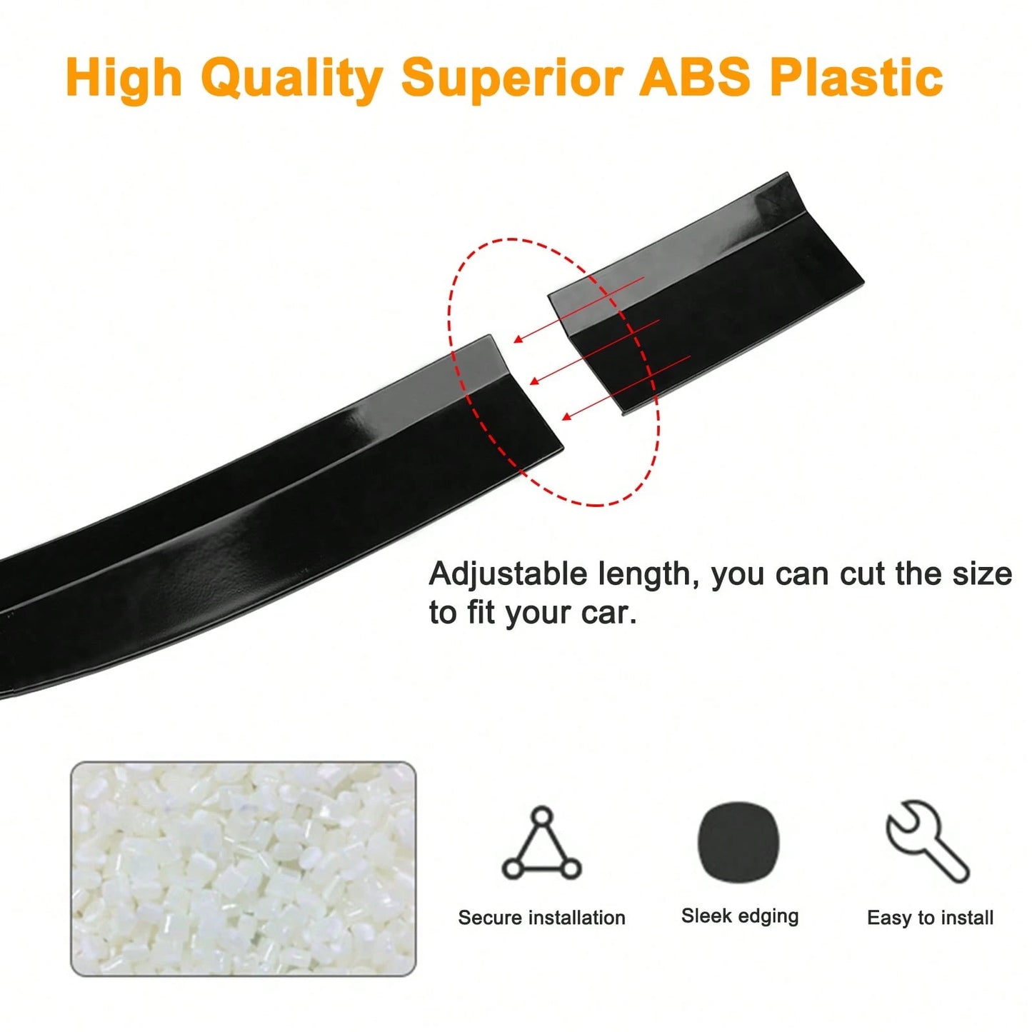 Universal Length Adjustable Trunk Spoiler Lip Roof Tail Wing Exterior Accessories Compatible With Most Vehicle (Glossy Black)