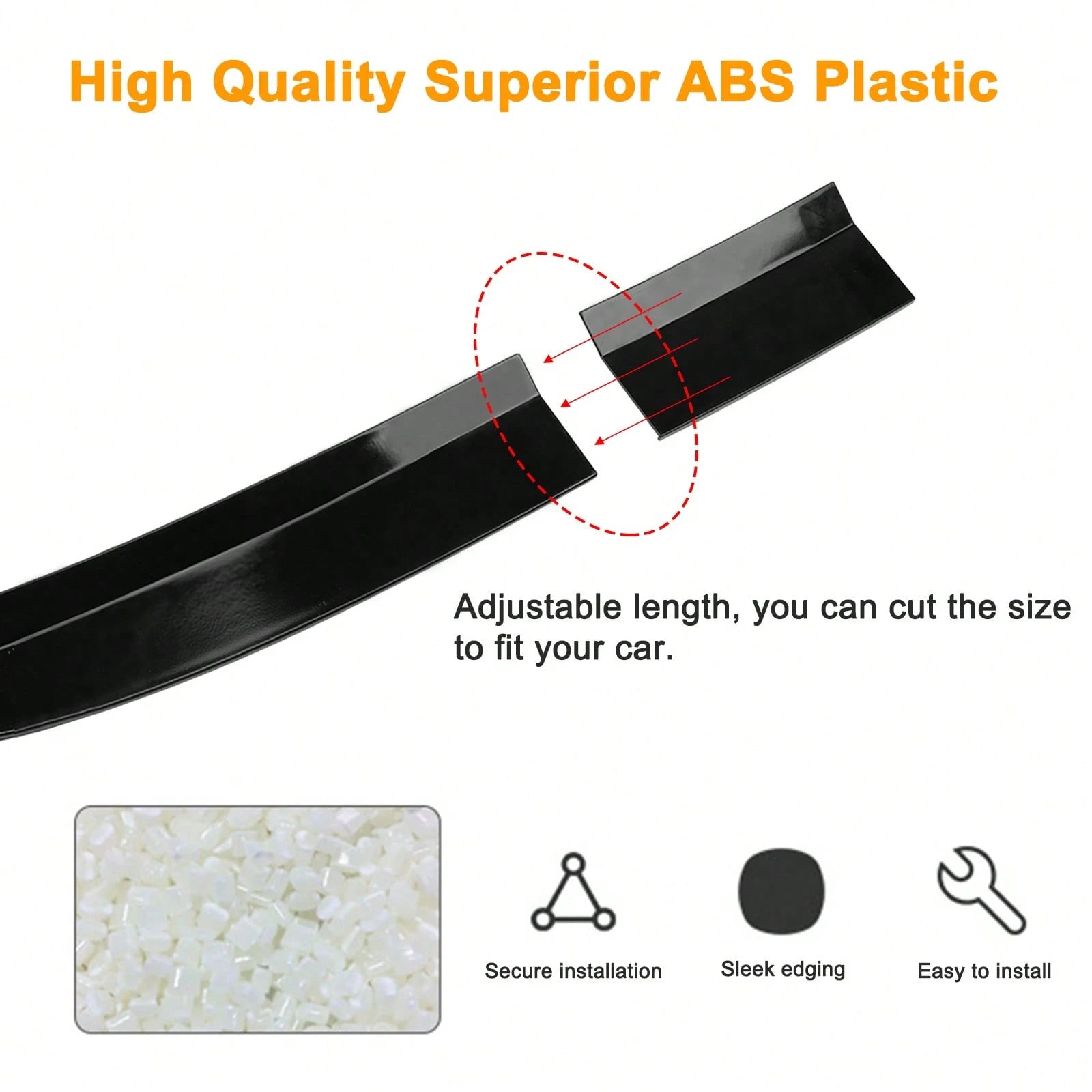 Universal Length Adjustable Trunk Spoiler Lip Roof Tail Wing Exterior Accessories Compatible With Most Vehicle (Glossy Black)