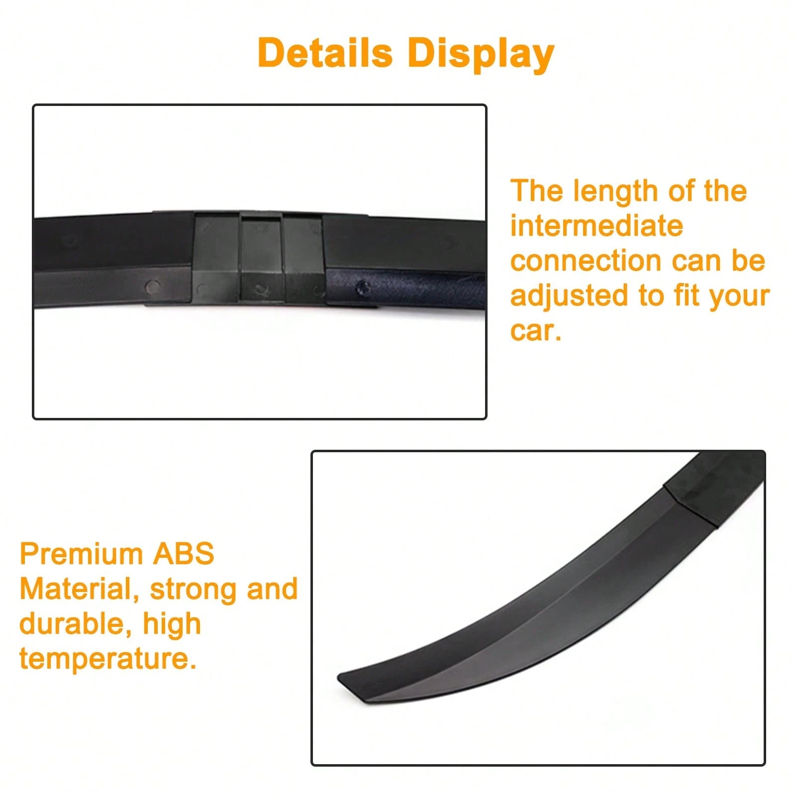 Universal Length Adjustable Trunk Spoiler Lip Roof Tail Wing Exterior Accessories Compatible With Most Vehicle (Glossy Black)