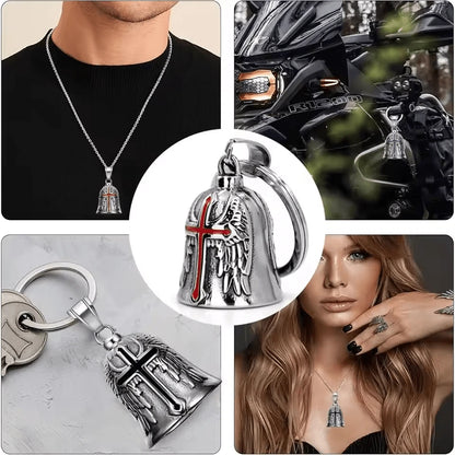 Universal Motorcycle And Bicycle Guardian Angel Bell, Vintage Punk Motorcycle Angel Wings Riding Lucky Bell, Versatile Use: This Motorcycle Bell Is Very Convenient To Use And Can Be Easily Hung On Mot