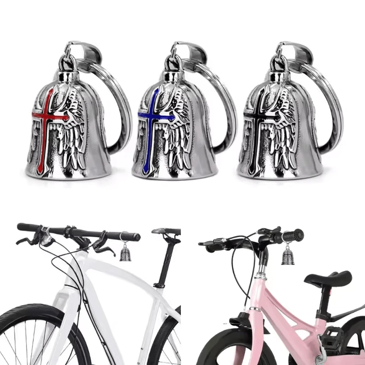 Universal Motorcycle And Bicycle Guardian Angel Bell, Vintage Punk Motorcycle Angel Wings Riding Lucky Bell, Versatile Use: This Motorcycle Bell Is Very Convenient To Use And Can Be Easily Hung On Mot
