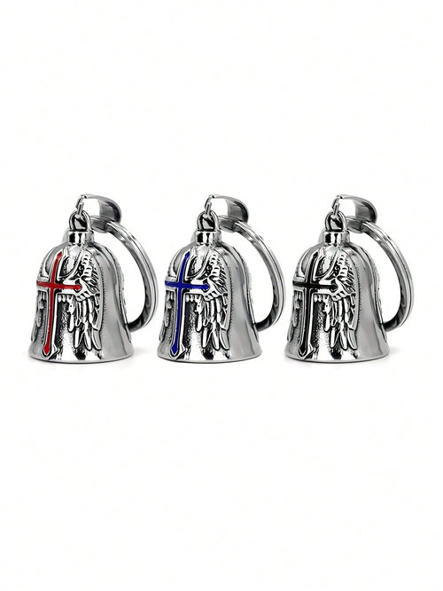 Universal Motorcycle & Bicycle Guardian Angel Bell, Retro Punk Angel Wings Lucky Bell Pendant, Motorcycle Riding Accessories, Good Luck Bell Keychain, Drive Charm For Bikers Riders, Fits Motorcycles