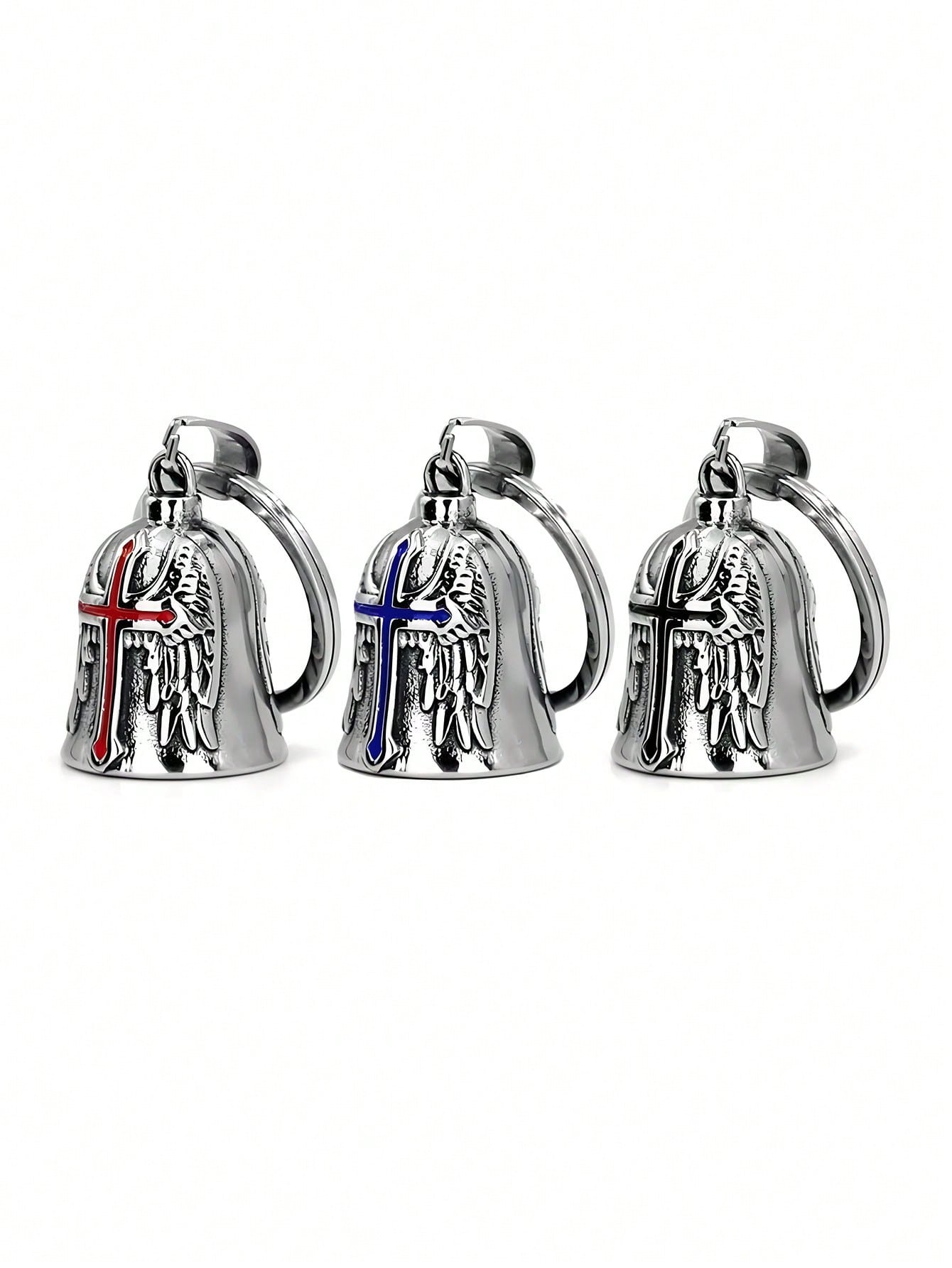 Universal Motorcycle & Bicycle Guardian Angel Bell, Retro Punk Angel Wings Lucky Bell Pendant, Motorcycle Riding Accessories, Good Luck Bell Keychain, Drive Charm For Bikers Riders, Fits Motorcycles