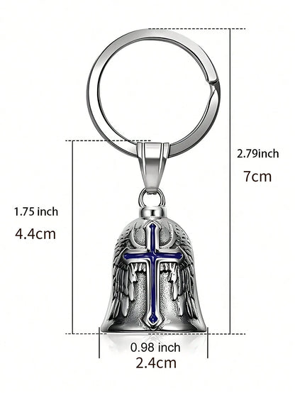 Universal Motorcycle & Bicycle Guardian Angel Bell, Retro Punk Angel Wings Lucky Bell Pendant, Motorcycle Riding Accessories, Good Luck Bell Keychain, Drive Charm For Bikers Riders, Fits Motorcycles