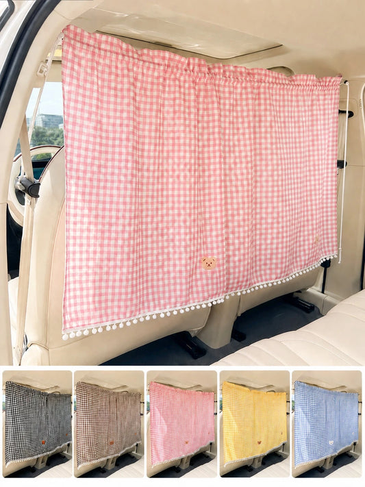 Universal Plaid Pattern Car Privacy Divider Curtain, Front And Rear Seat Divider Sunshade, Adjustable Blackout Screen, Suitable For SUV, Sedan, MPV, Car Sunshade, Anti-UV Window Curtain, Car Accessori