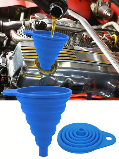 Universal Silicone Liquid Funnel For Car, Foldable Portable Engine Oil And Gasoline Replacement Cleaning Funnel