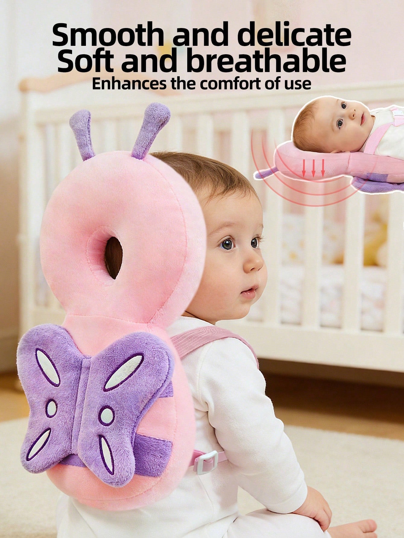 Upgraded Baby Anti-Fall Pillow, Thickened & Widened Toddler Protective Pad, Baby Head Protection Pillow Suitable For Toddlers Learning To Walk And Crawl, Adjustable Baby Head Protection Pad, Breathabl