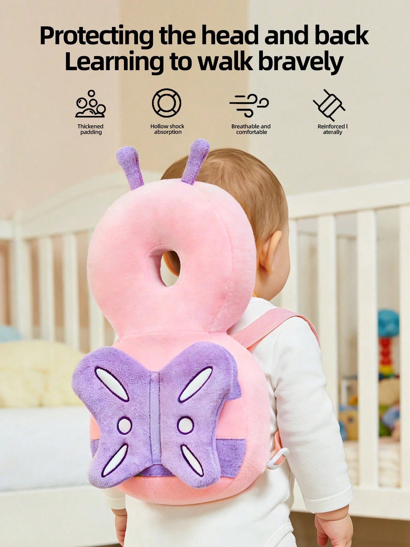 Upgraded Baby Anti-Fall Pillow, Thickened & Widened Toddler Protective Pad, Baby Head Protection Pillow Suitable For Toddlers Learning To Walk And Crawl, Adjustable Baby Head Protection Pad, Breathabl