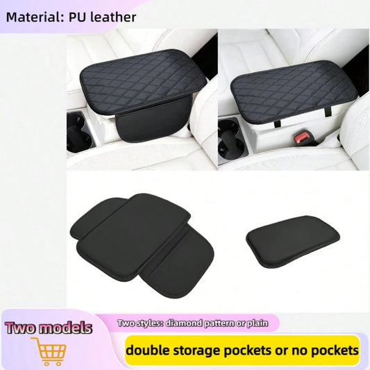 Upgraded Dual-Side Storage Car Center Console Cover, 2 Pockets/No Pockets Styles, 12.4*7.48in, Ultra-Fine Fiber PU Leather Car Armrest Pad, Universal Car Armrest Storage Box, Suitable For Cars, RVs, M