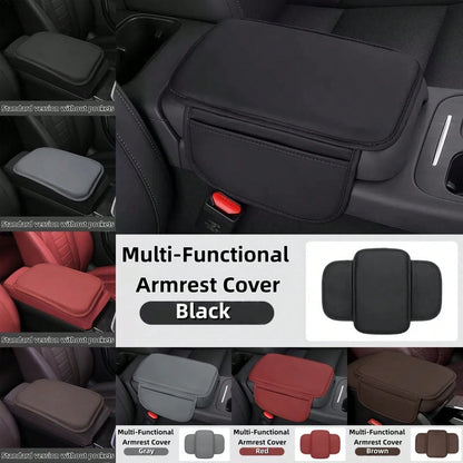 Upgraded Dual-Side Storage Car Center Console Cover, 2 Pockets/No Pockets Styles, 12.4*7.48in, Ultra-Fine Fiber PU Leather Car Armrest Pad, Universal Car Armrest Storage Box, Suitable For Cars, RVs, M