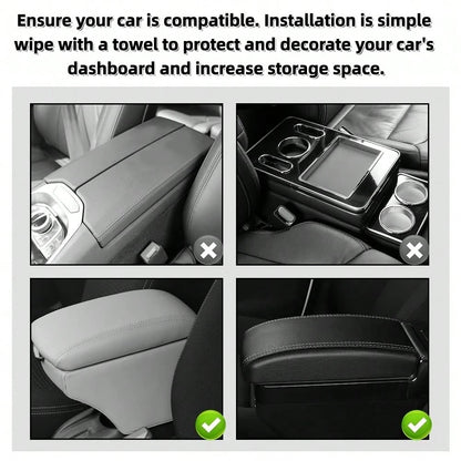Upgraded Dual-Side Storage Car Center Console Cover, 2 Pockets/No Pockets Styles, 12.4*7.48in, Ultra-Fine Fiber PU Leather Car Armrest Pad, Universal Car Armrest Storage Box, Suitable For Cars, RVs, M