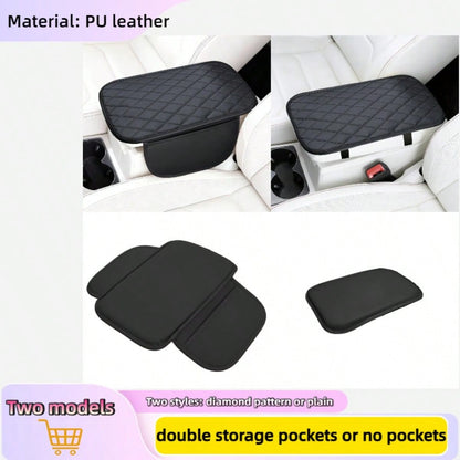 Upgraded Dual-Side Storage Car Center Console Cover, 2 Pockets/No Pockets Styles, 12.4*7.48in, Ultra-Fine Fiber PU Leather Car Armrest Pad, Universal Car Armrest Storage Box, Suitable For Cars, RVs, M