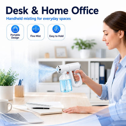 USB-C Rechargeable Handheld Electric Spray Bottle, Cordless Fine Mist Sprayer With Blue Light, 2 Spray Modes And 300mL Detachable Refillable Bottle For Home, Car And Kitchen Cleaning