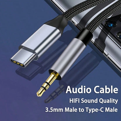 USB C To 3.5mm Audio Auxiliary Jack Cable- Type C To Male Speaker Adapter- Stereo Audio Extension Cord- Flat Cable Design- Soft Audio Cable- Premium Audio Jack- Durable- USB C To 3.5mm Converte