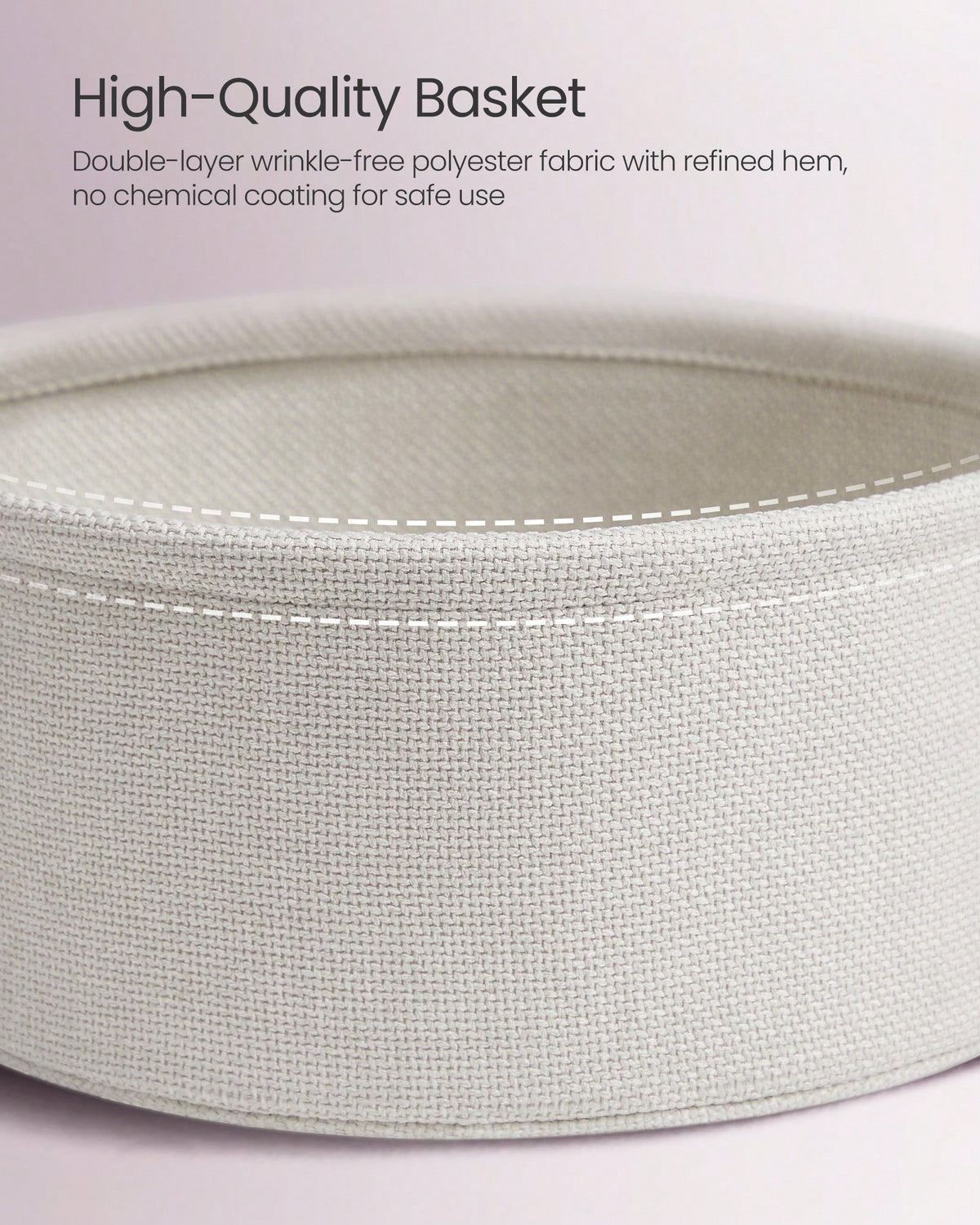 VASAGLE Small Round Side End Table, Modern Nightstand With Fabric Basket