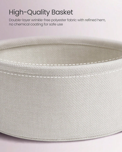 VASAGLE Small Round Side End Table, Modern Nightstand With Fabric Basket