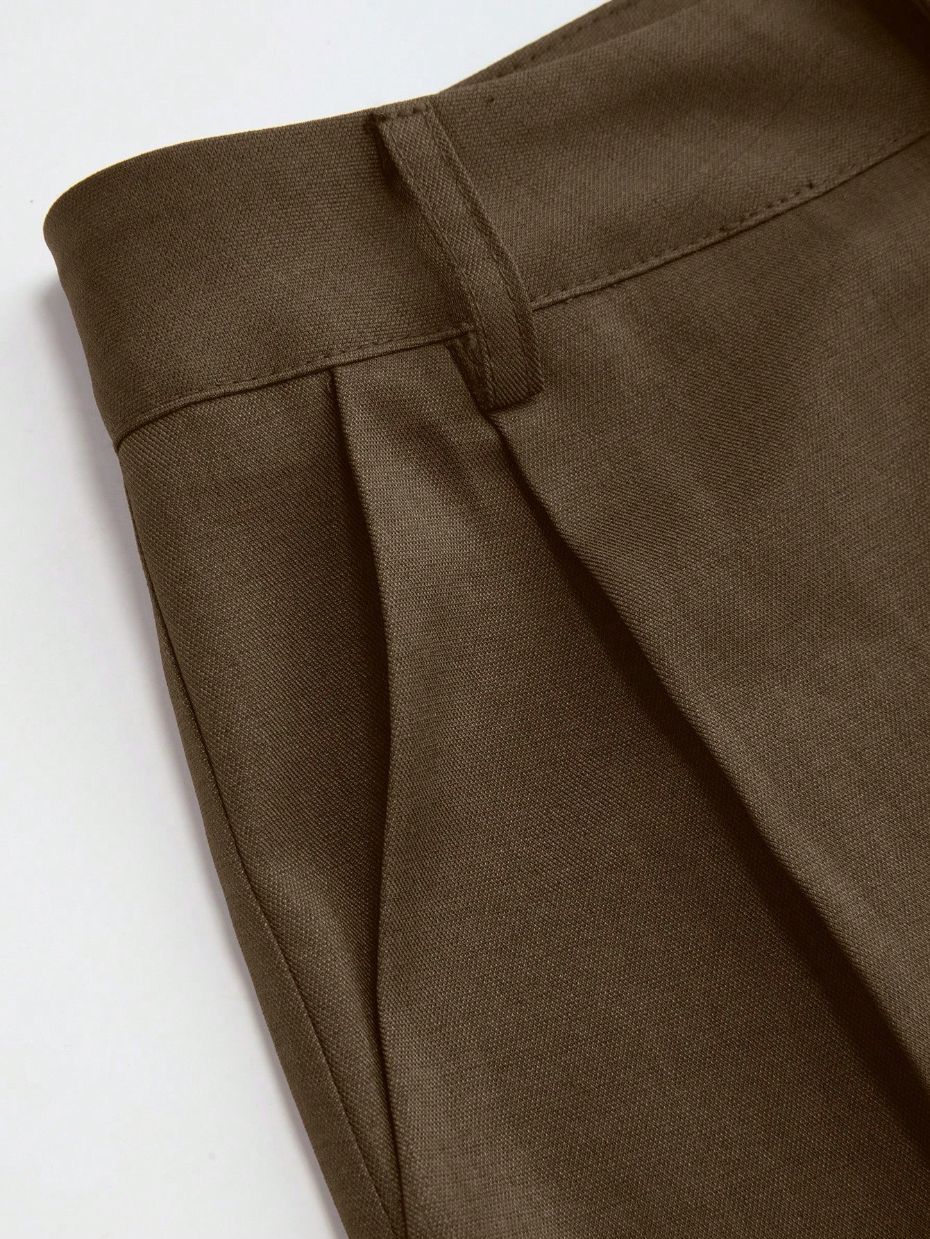 Vela Rue Minimalist Design Hook & Eye Closure Lightweight Slightly Sheer Navy Blue Solid Color Suit Pants With Zipper Hook & Eye Wide Leg Slimming Brown