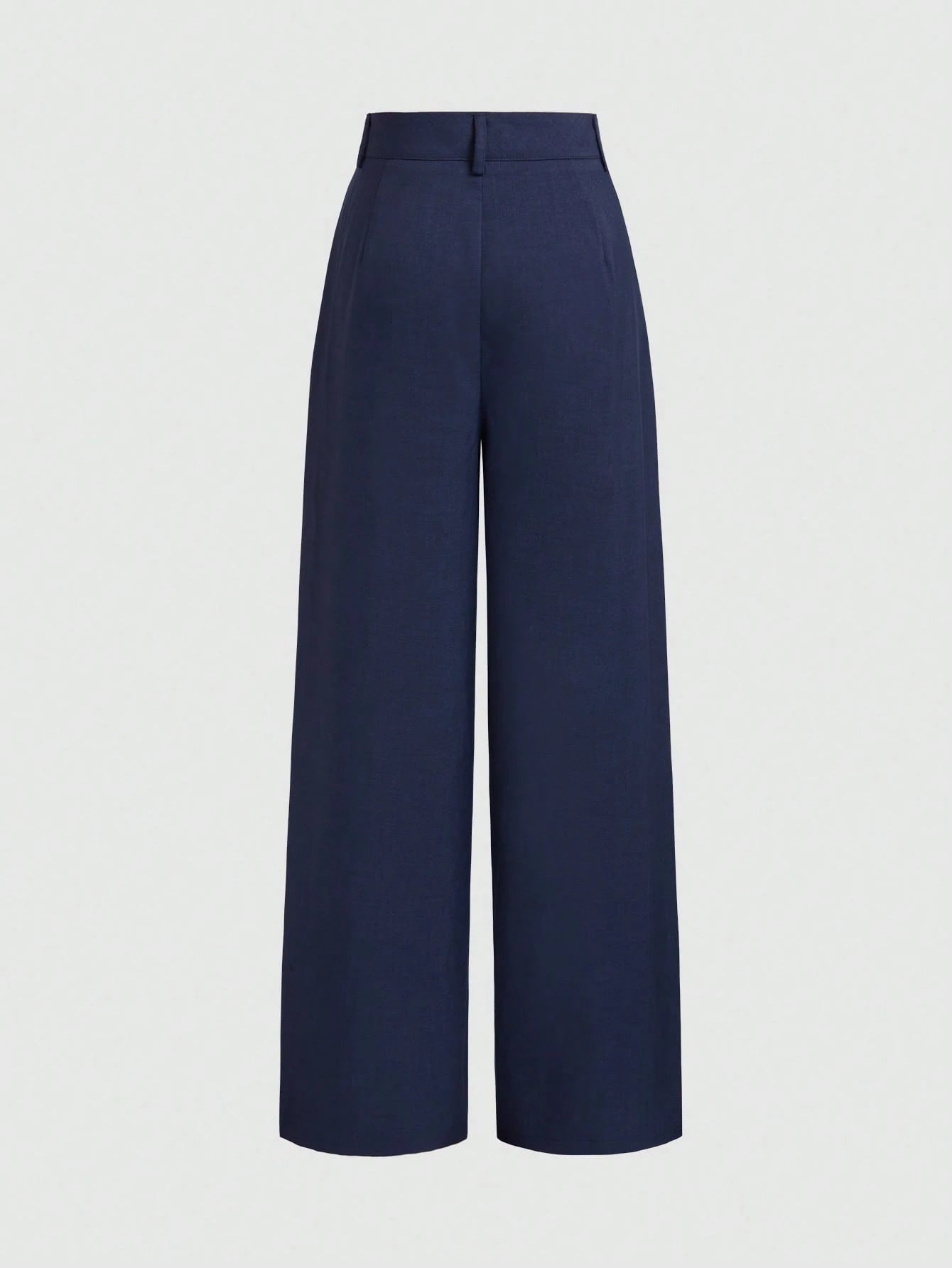 Vela Rue Minimalist Design Hook & Eye Closure Lightweight Slightly Sheer Navy Blue Solid Color Suit Pants With Zipper Hook & Eye Wide Leg Slimming Brown