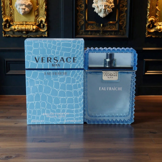Versace Man Eau Fraiche For Men Eau De Toilette Natural Spray, Woody Aquatic Fresh Scent, 100ml/ 3.4 Fl Oz