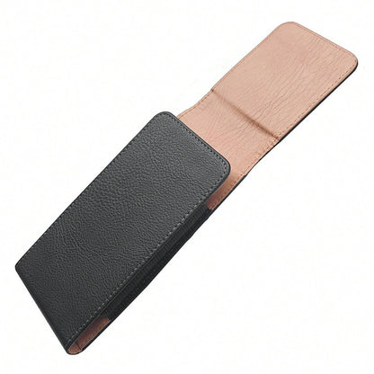 Vertical Phone Waist Pouch With Belt Loop, Men's Lychee Grain Leather Waist Bag, Waist Belt Pouch For Elderly