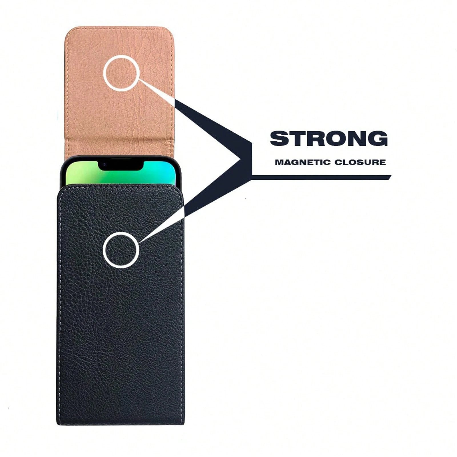 Vertical Phone Waist Pouch With Belt Loop, Men's Lychee Grain Leather Waist Bag, Waist Belt Pouch For Elderly