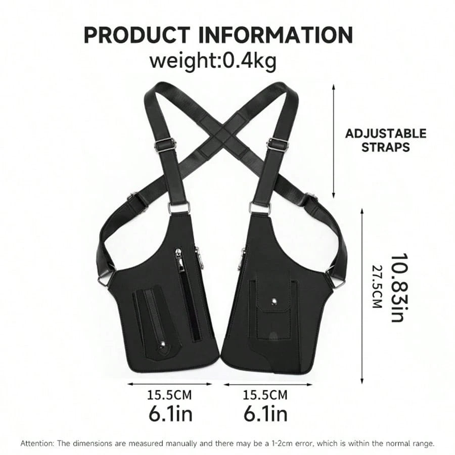 Vest Bag Tactical Chest Bag New Men's Retro Backpack Armpit Bag, Black Multifunctional Single Shoulder Bag Outdoor Sports Men's Bag