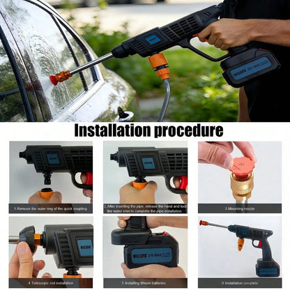Vielspu Portable Pressure Washer Battery Powered, Cordless Car Power Washer Cordless,2 Battery Hidrolavadora Inalambrica Handheld With 2 Nozzle,Power Cleaner