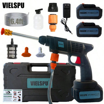 Vielspu Portable Pressure Washer Battery Powered, Cordless Car Power Washer Cordless,2 Battery Hidrolavadora Inalambrica Handheld With 2 Nozzle,Power Cleaner