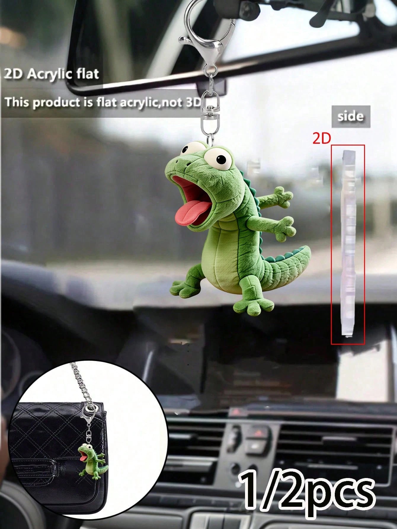 Vigour Summer 2D Acrylic New Lizard Keychain, Funny Decoration, Backpack Accessory, Fashion Pendant, Home Decor, Car Decoration And Pendant, Earphone Pendant, Bag Pendant, Accessory Gift, Perfect Gift
