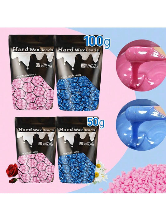 Viilife 50g/100g Painless Hair Removal Wax Beans, Multi-Purpose Hard Wax Pearls For Body, Face, Legs, Bikini- Suitable For All Skin Types, Home Waxing Kit, Long-Lasting Smooth Skin