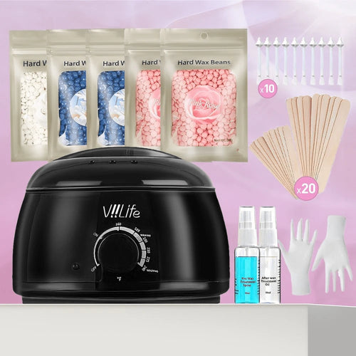 Viilife Waxing Kit Hair Removal Wax Warmer With 5 Bags Wax Beans For Body Hair Removal Eyebrows Nose Cheeks Arms And Bikinis
