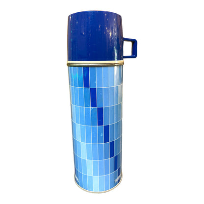 Vintage Blue Check Pattern Thermos Cup