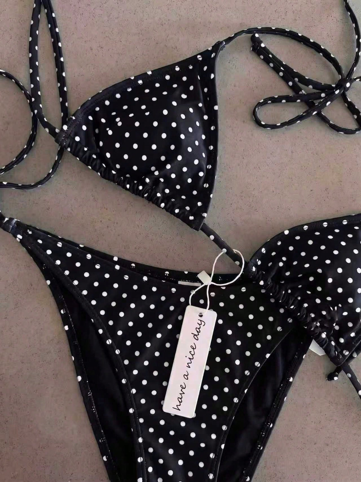 Vintage Pink & White Small Checkered Tie-Up Bikini Set, Sexy Push-Up High Waist Slimming Two Pieces Beach Swimsuit, Suitable For Summer Vacation