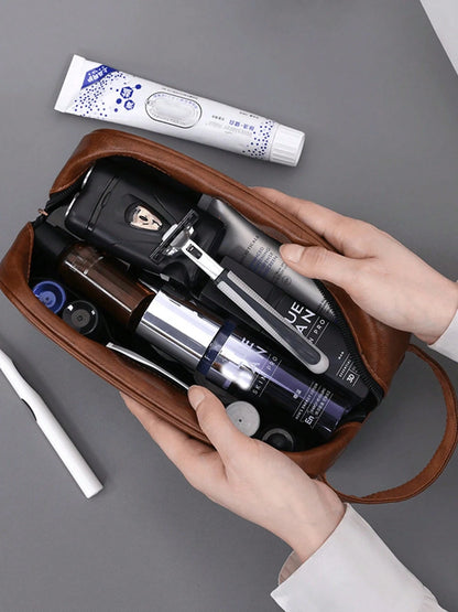 Vintage Stitching Waterproof Travel Toiletry Bag,Large Capacity Portable Makeup Organizer Pouch,Zipper Handbag For Men,Gift,Easter,City Bag