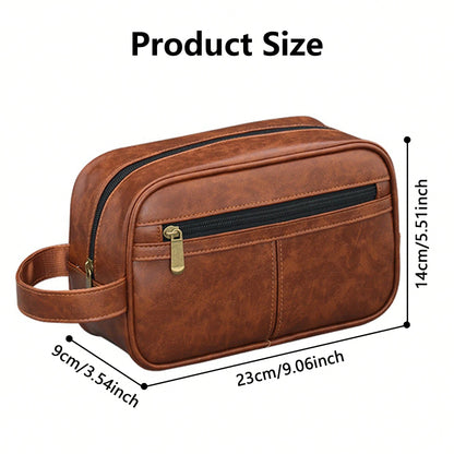 Vintage Stitching Waterproof Travel Toiletry Bag,Large Capacity Portable Makeup Organizer Pouch,Zipper Handbag For Men,Gift,Easter,City Bag