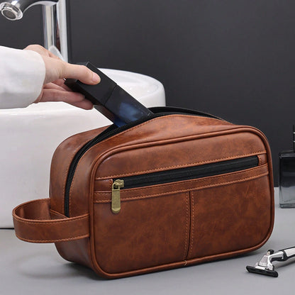 Vintage Stitching Waterproof Travel Toiletry Bag,Large Capacity Portable Makeup Organizer Pouch,Zipper Handbag For Men,Gift,Easter,City Bag